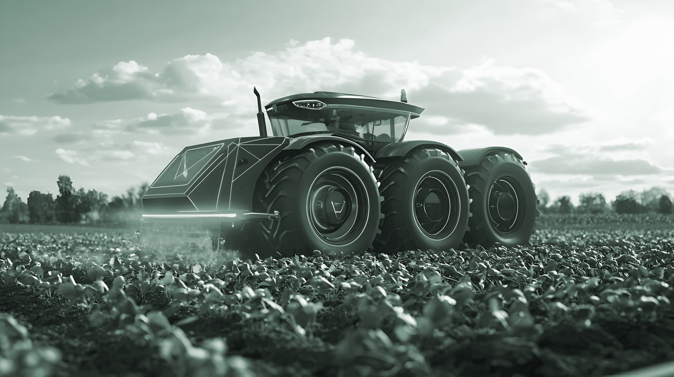 Agricultural vehicle in field